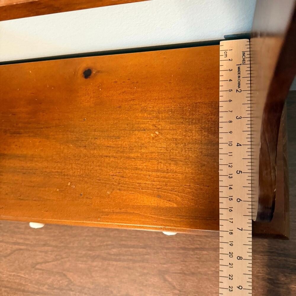 Vintage Wooden Cookbook Holder Stand Organizer 2 Drawers White Knobs - Picture 10 of 15